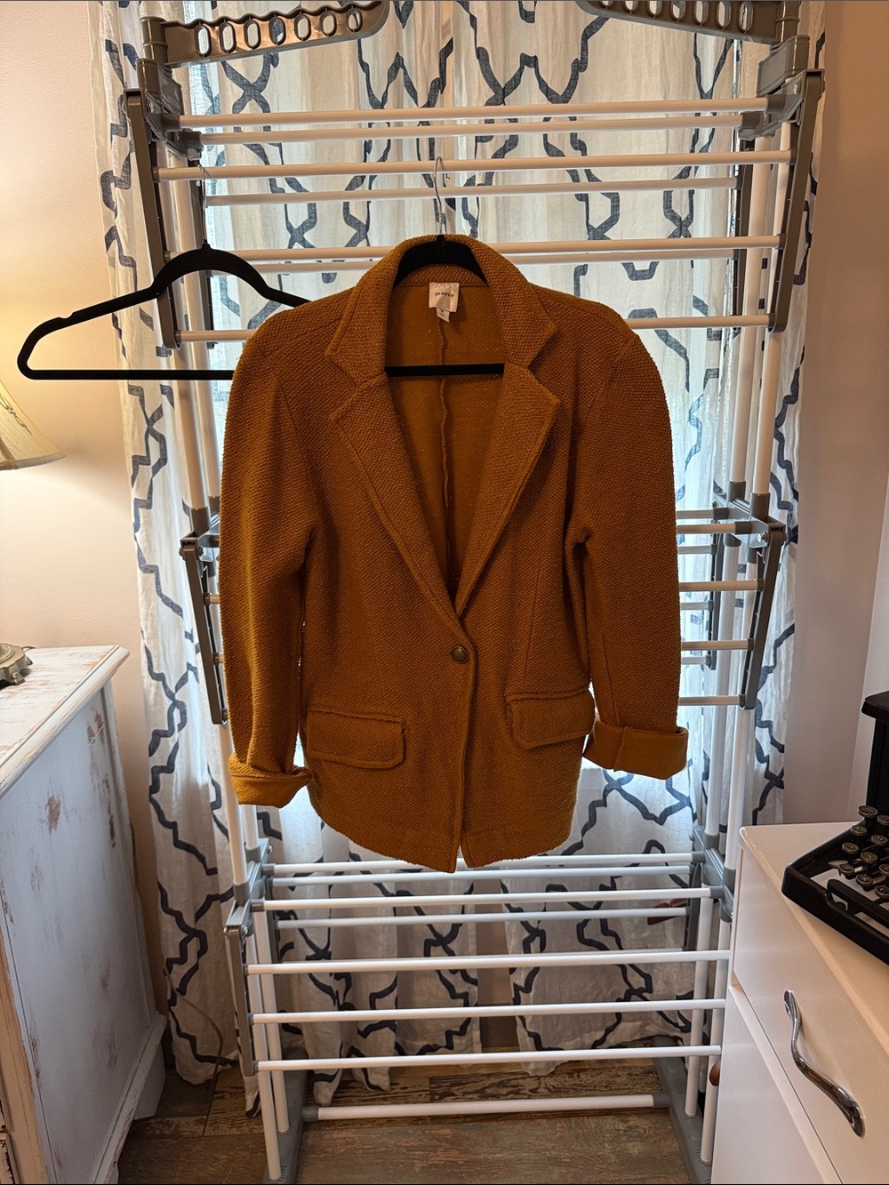 Maeve Textured Mustard Single-Button Blazer